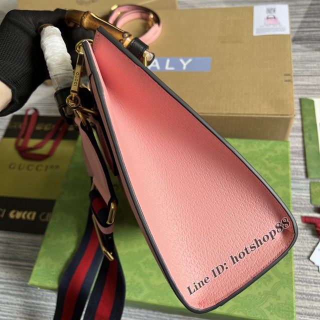 Gucci官網2022新款兩根霓虹色扣帶女包 古馳原廠皮竹節中號手提托特包702721 gqy4678